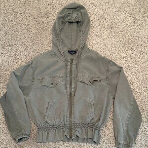 Splendid | Bohdi Peplum Hooded Jacket | Military Green | Size: L